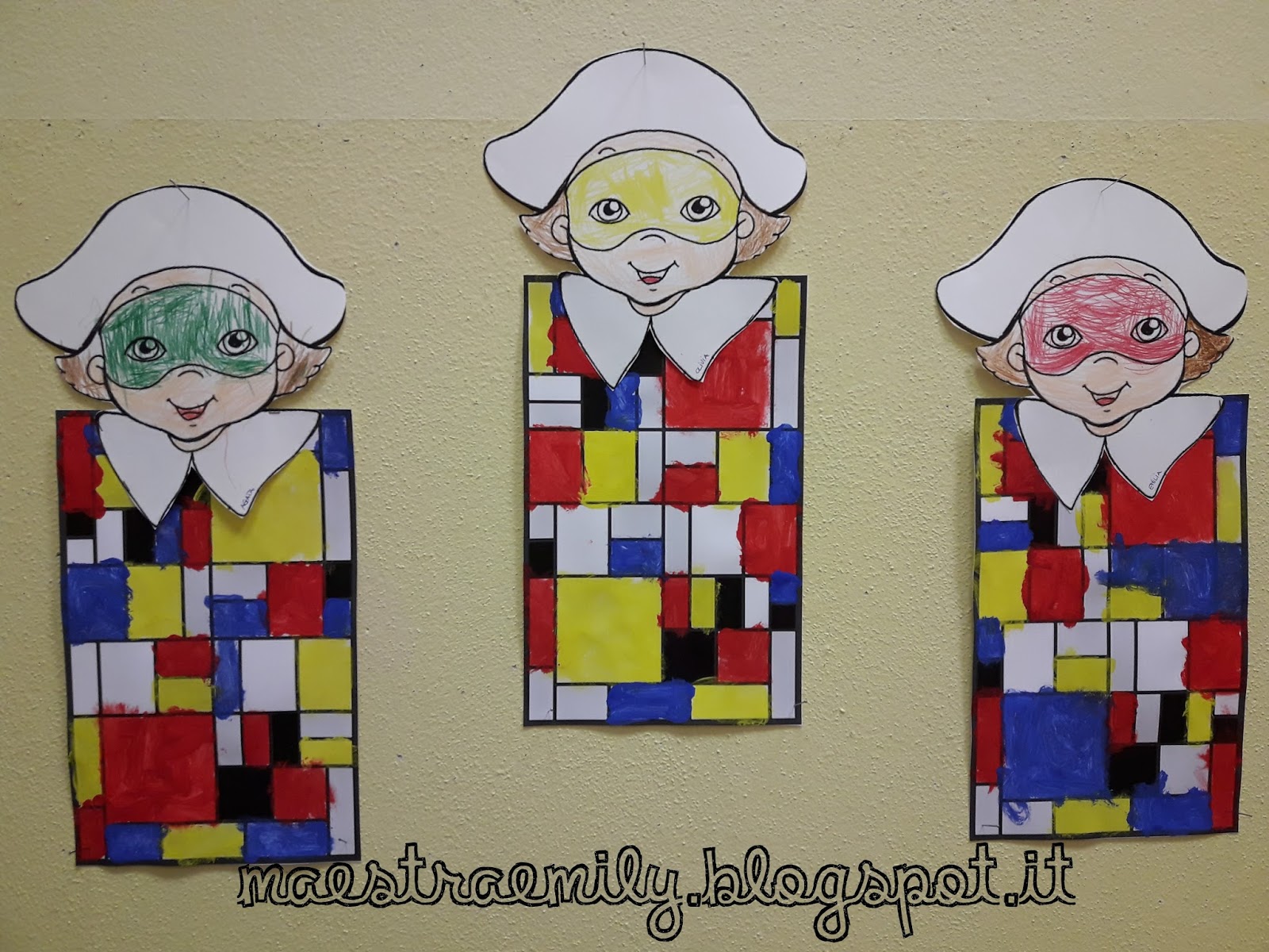 Attività scuola dell'infanzia per Carnevale in stile Mondrian