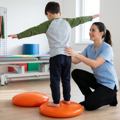 Esercizi con i cuscini propriocettivi per bambini e anziani