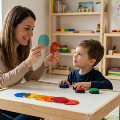 Giochi sensoriali nell'autismo - Immagine creata con IA a scopo illustrativo