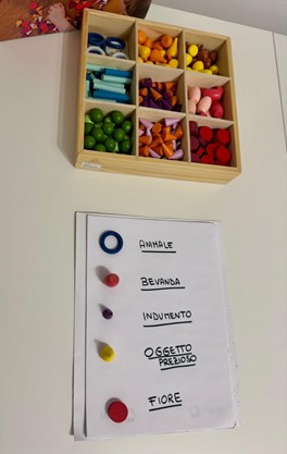 Attività di accesso al lessico con Sort N’ Design associazione di colori a categorie semantiche