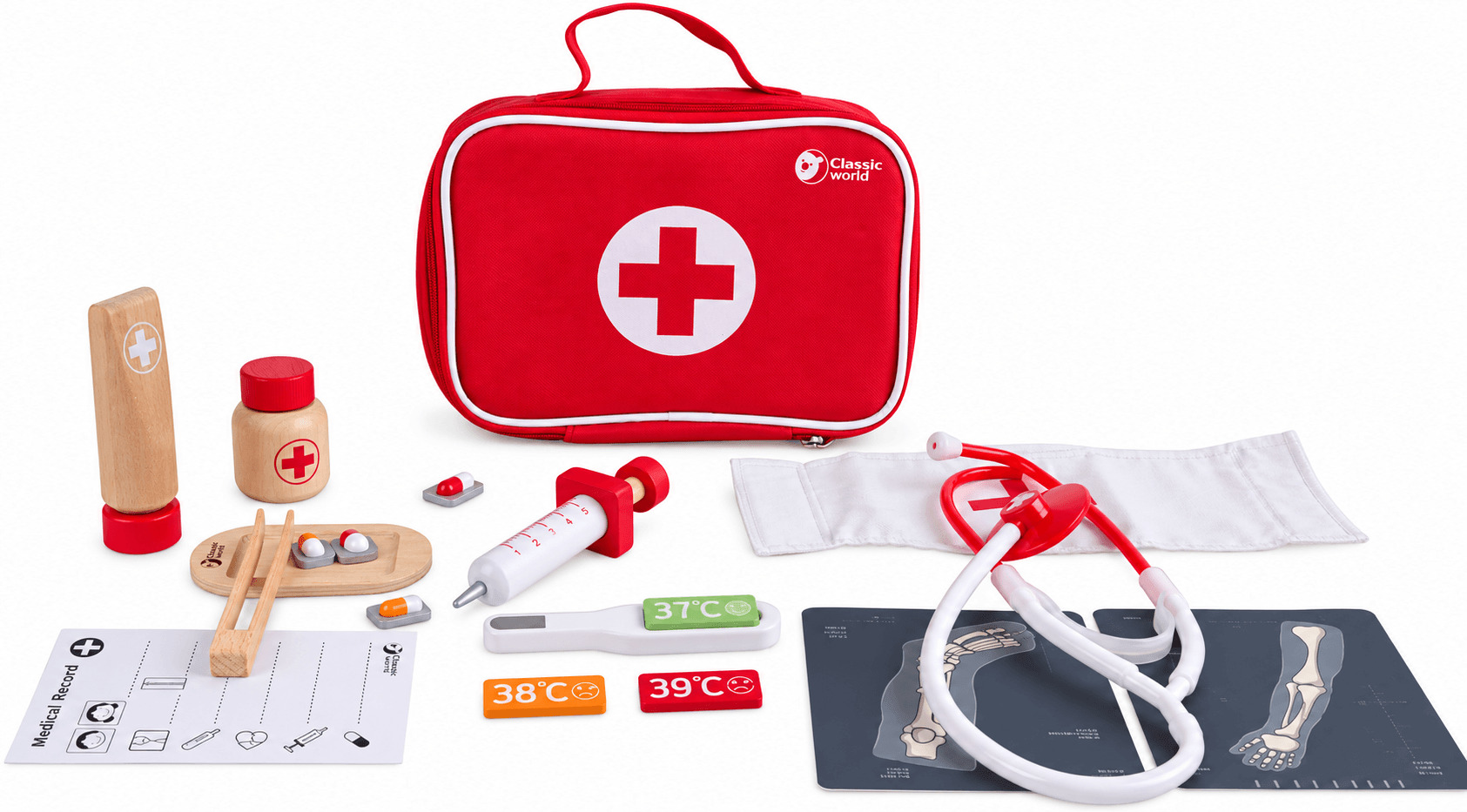 Kit Primo Dottore con strumenti giocattolo per preparare i bambini alla visita medica