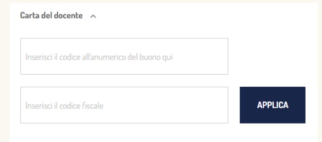 inserimento codice carta del docente